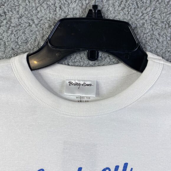 Britney Spears 1999 Micro Tee Girls Sz XS White Made w/ 100 Recycled Plastic NWT - Picture 3 of 15